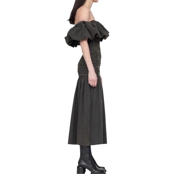 Sea New York Dresses & Skirts - NWT Sea New York Juni Garment Dye Brown Smocked Bodice Off Shoulder Midi Dress